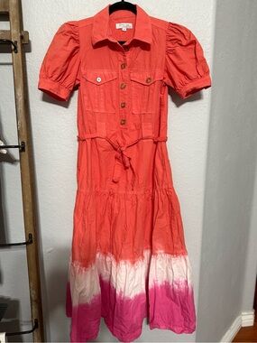 Derek Lam Coral to Pink Ombre Maxi Dress